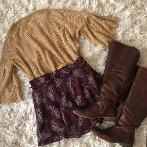 Burgundy Floral Mini Skirt